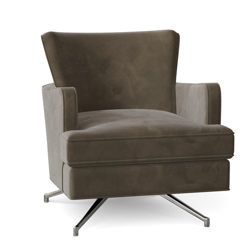 Kyle 28.5" W Swivel Armchair, Nickel, 3162 Straw