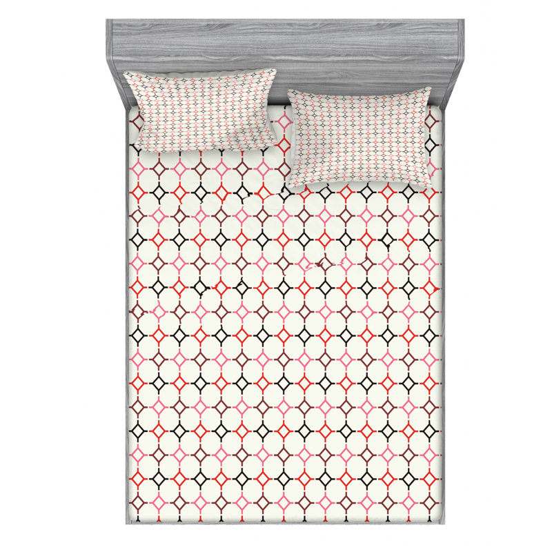 Ensemble de draps à motif géométrique, Ensemble de drap pour grand lit avec drap-housse