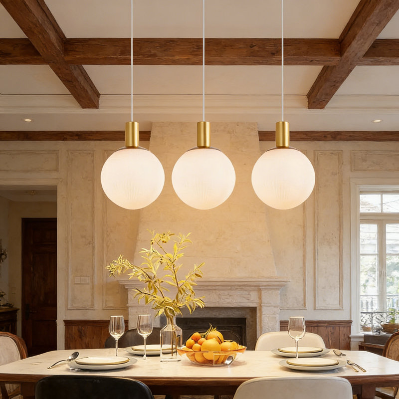 3 -Light Kitchen Island Pendant glass Pendant light gold