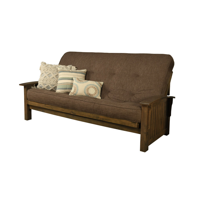 Grand futon et matelas à dossier large de 87 po Stratford, Polyester lin cacao
