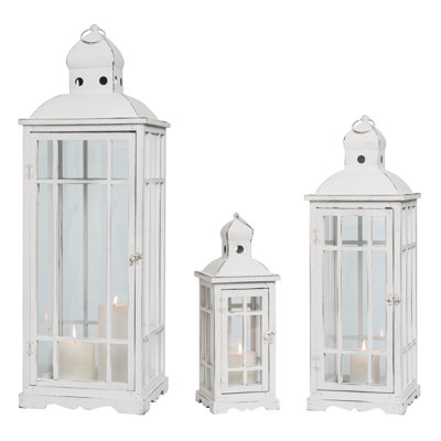 Ensemble de 3 lanternes en métal blanc