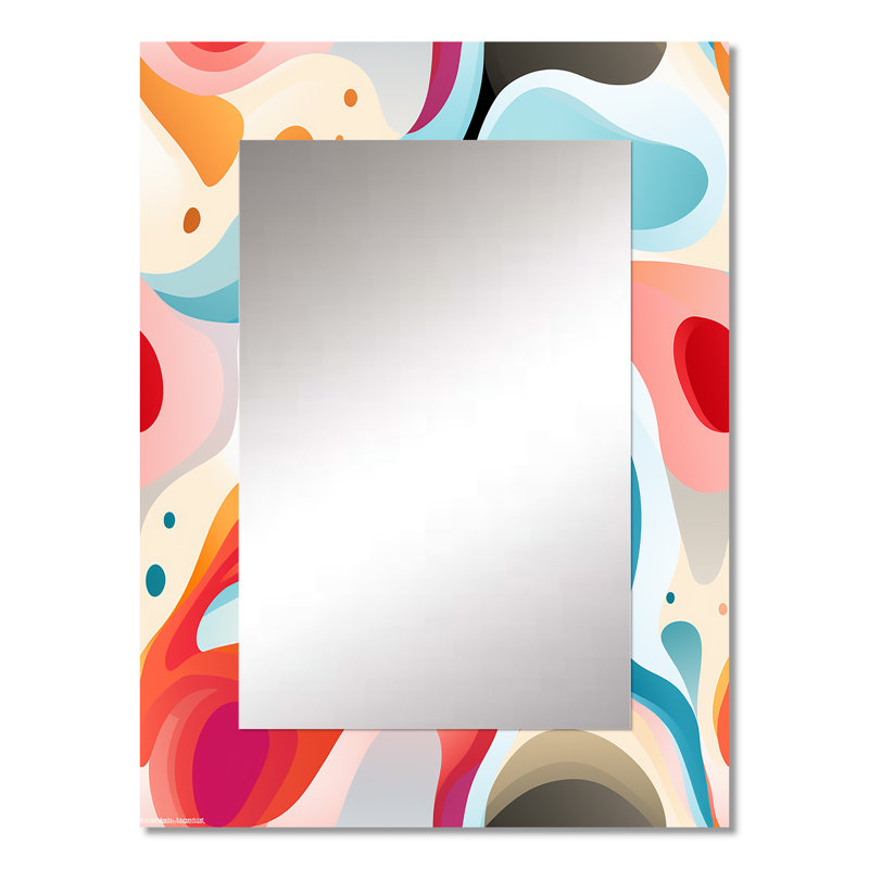 Kellyton Multicolor Abstract Neutrality Wave - Abstract Decorative Mirror, Modern Wall Mirror, Printed Metal Art, 32" x 24"