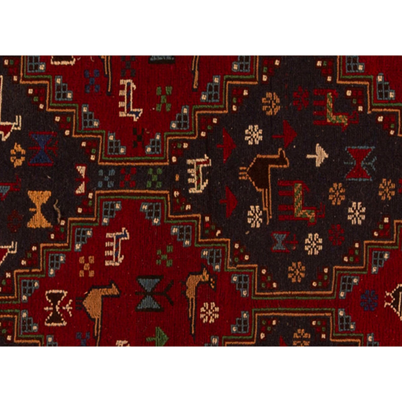 Hand Knotted Wool Area Rug in Red