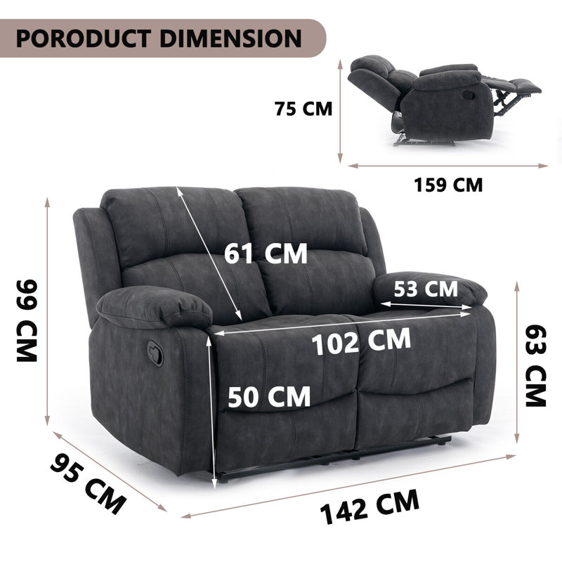 Abaza 2 Seater Reclining Loveseat