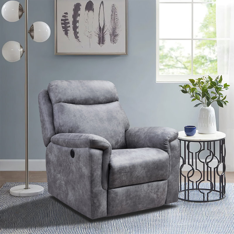 Aveen Upholstered Power Recliner, Gray Anti-splashing Fabric