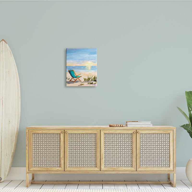 Chaise pliante Sunset Beach Landscape Summer Ombre Sky, H 20 po x l 16 po, Toile tendue