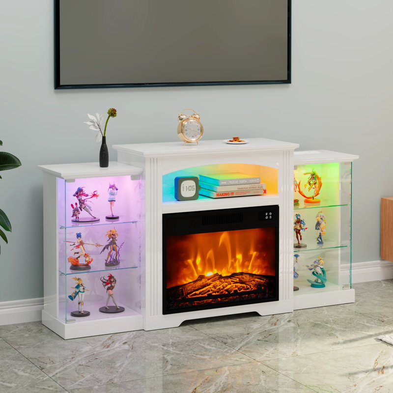 TV Stand Fireplace for TVs up to 65" Fireplace, White