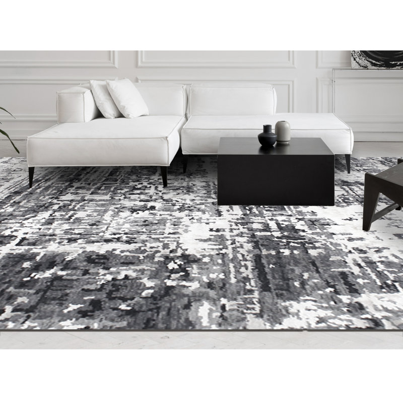 Hand-Knotted High-Quality Gray and Silver Area Rug