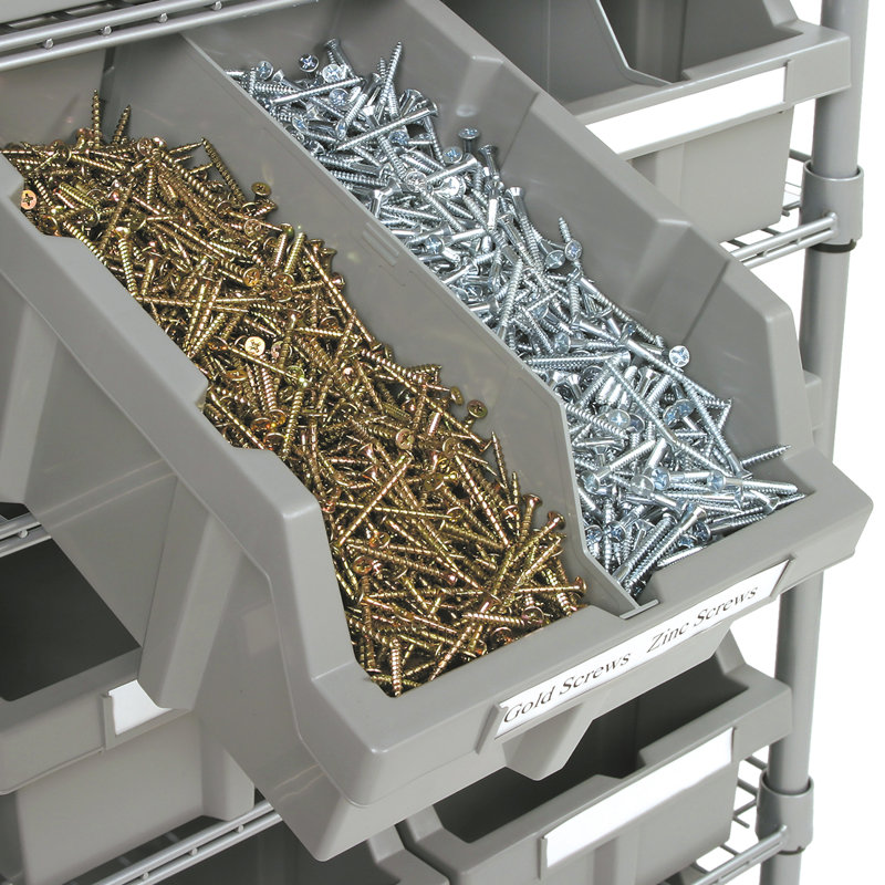 Gray 7-Tier Steel Wire Shelving Unit with 12 Bins