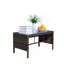 Table basse d'extérieur 1 table basse avec verre trempé transparent
