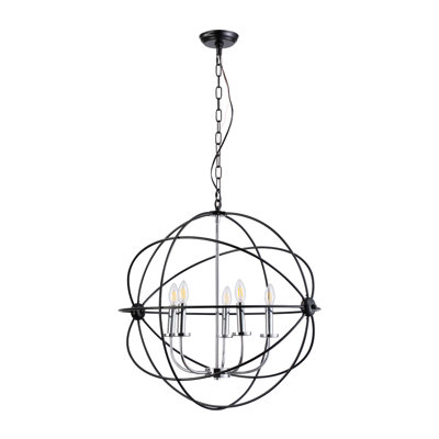 Lustre à 5 lumières de 28 pouces de large avec des orbes célestes, élégamment entrelacées avec un cadre en métal sophistiqué