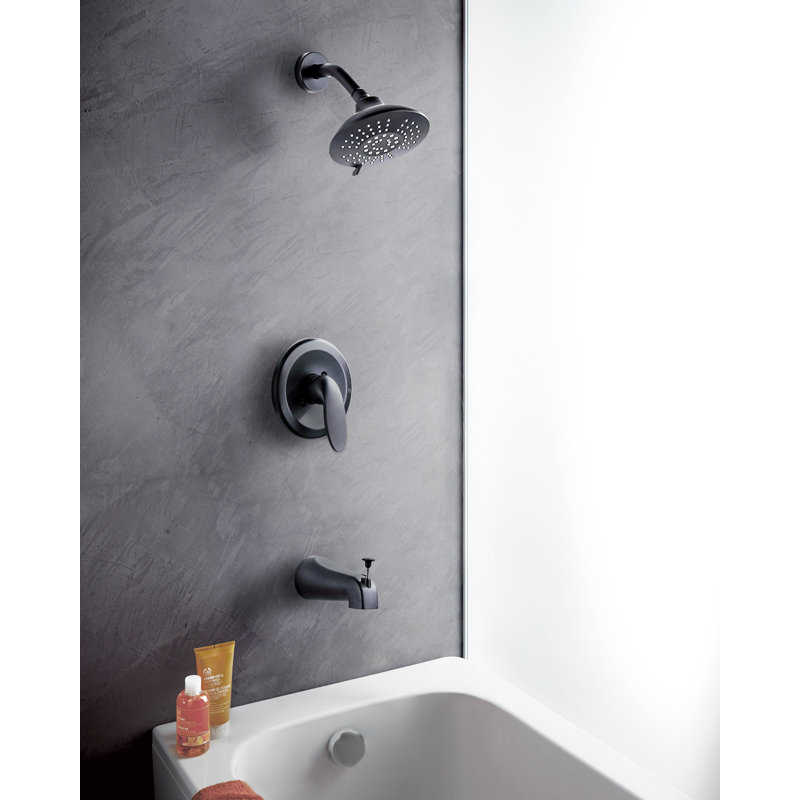 Robinet de douche thermostatique, Noir mat, Bouton