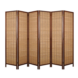Natural Bamboo Weave Fiber Room Divider, 180° Foldable Rotatable Rust-Resistant 4/6/8 Panel Privacy Screen For Home Office Outdoor Courtyard