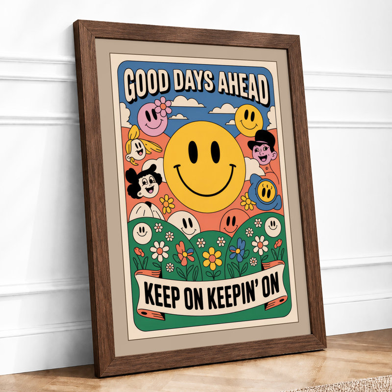 Good Days Ahead Retro - Framed Print, Walnut, A4 - 29.7 x 21.0 cm