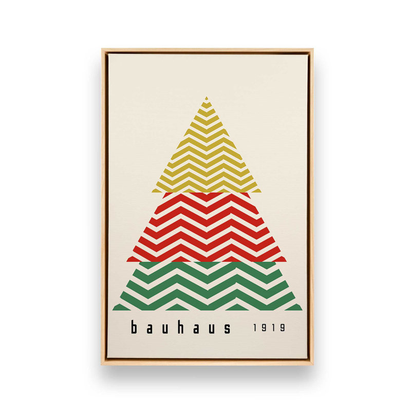 «Bauhaus Christmas Tree», reproduction sur toile, Cadre flottant brun, H 18,75 po x l 12,75 po