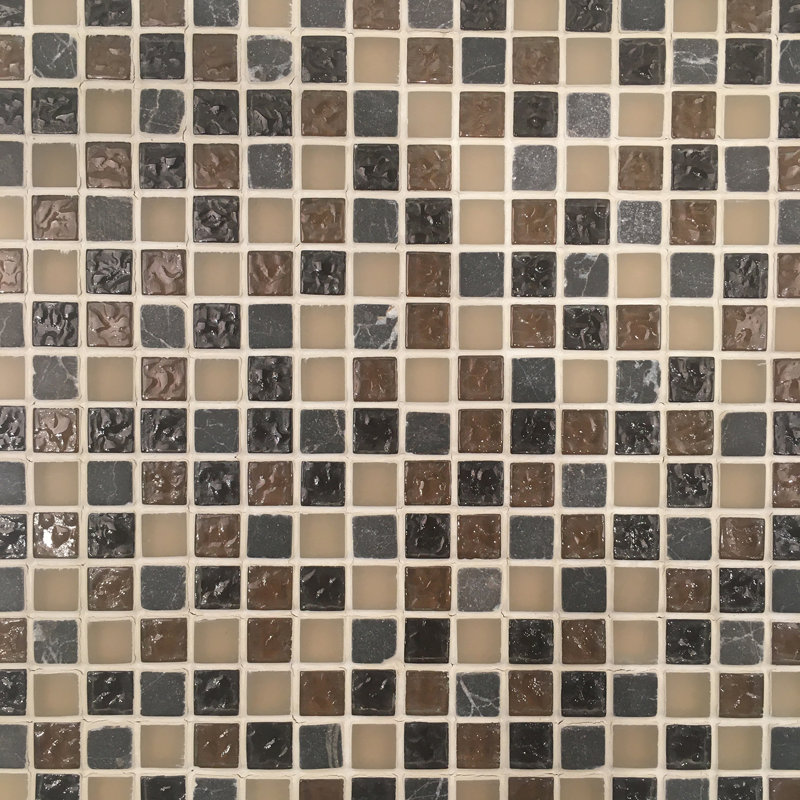 Abruzzi 12" x 12" Natural Stone/Glass Grid Mosaic Wall & Floor Tile, Coffee