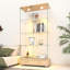 Élégant espace de rangement en verre à quatre niveaux avec assemblage rapide, 13 DEL colorées et 2 tiroirs pour les petits espaces dans une élégante vitrine de bureau à DEL, rangement verrouillable, salon, chambre à coucher-411831355