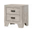 Table de chevet transitionnelle à 2 tiroirs, 1 pièce, avec quincaillerie en métal et fini bois blanchi. Mobilier de chambre en bois.-1345476086
