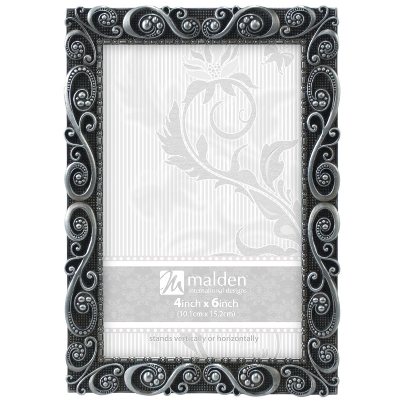 Ornate Pewter 4x6 Rectangular Photo Frame with Glass Cover