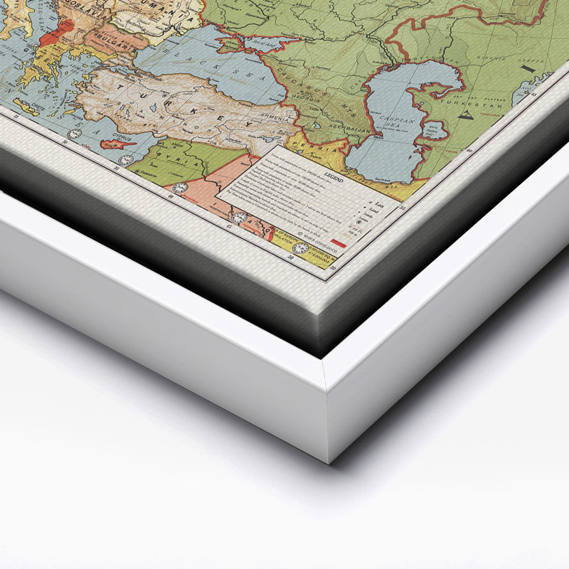 Carte standard européenne du bacon, Canvas, White Framed, 08"H x 10"W