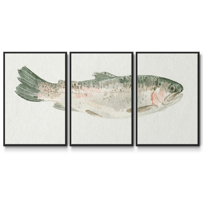 Fresh Catch III, reproduction sur toile 3 pièces, Noir, H 40 po x l 78 po x P 2 po