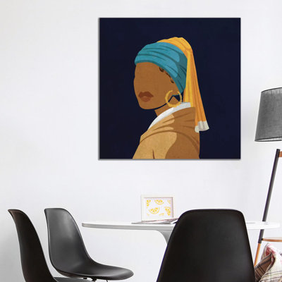 Fille avec une boucle d'oreille en bambou - impression d'art graphique