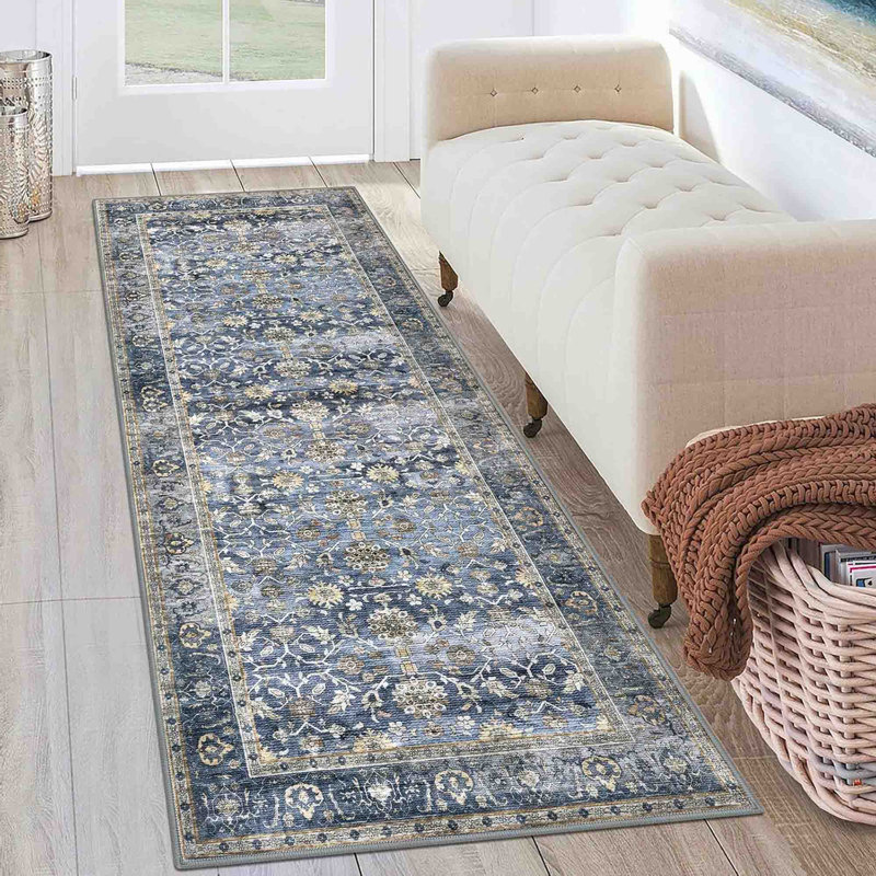 Tapis de cuisine lavables antidérapants, Bleu / gris / beige