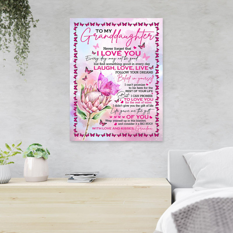 «A Letter To Granddaughter - Never Forget That I Love You», reproduction d'art graphique sur toile tendue
