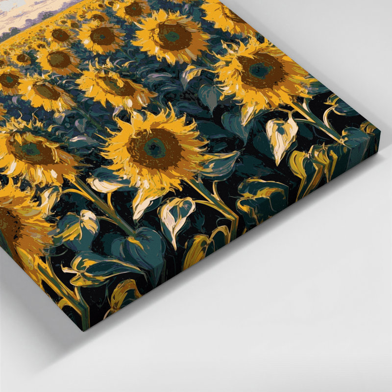 Art mural sur toile vert, "Thanksgiving tournesols", 20" H x 24" W