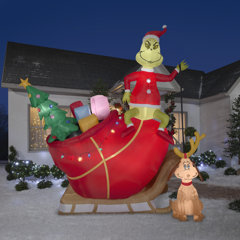 Christmas Grinch Inflatable Car Buddy Sits in Passenger Seat Airblown 36 in  H