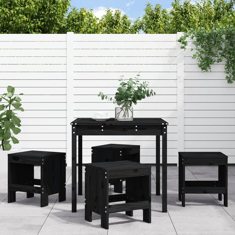 Arthemus 4 - Person Wood Patio Dining Set with Square Table, Black