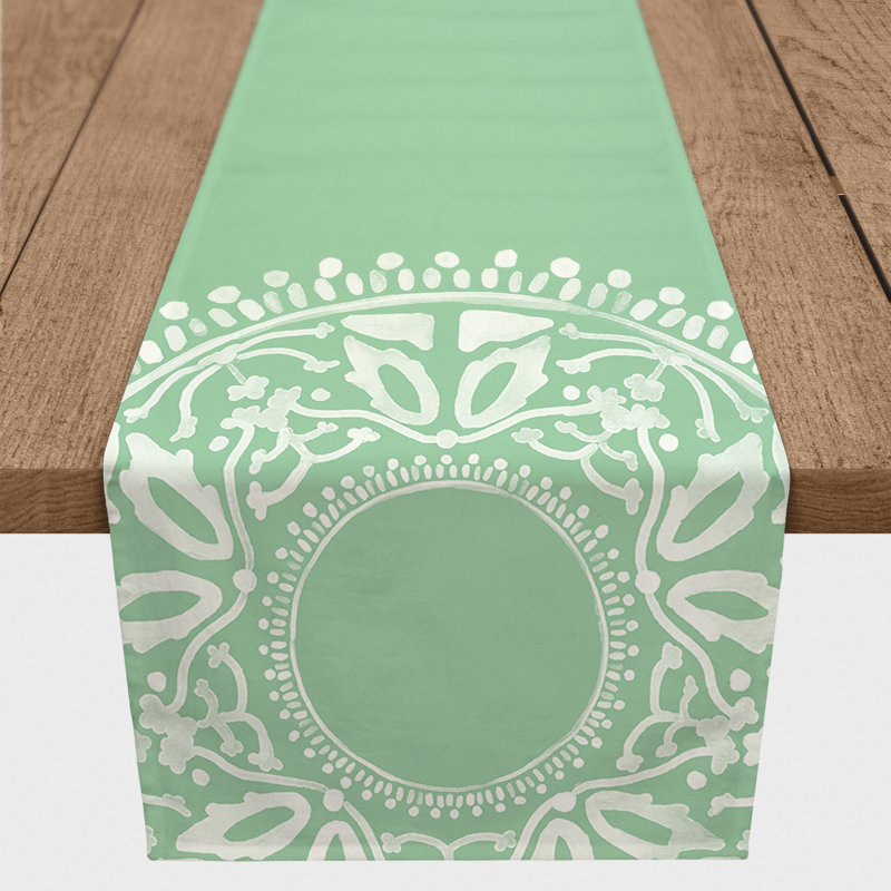 Aneke Rectangle Polyester Table Runner, 90" x 16", Green