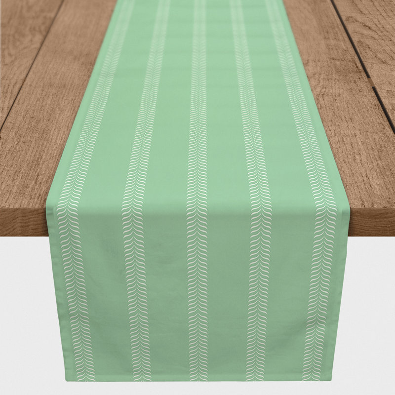 Youssef Rectangular Striped Table Runner, 72" x 16", Green