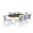 9 Piece Modern Dining Table Set Includes a Rectangle Wooden Table with V-Legs and 8 Cream Linen Fabric Parson Dining Chairs, 40x72 Inch-2120329779-2120329772