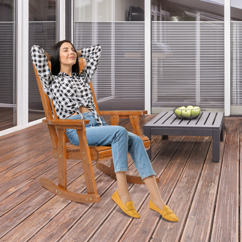 Chaise berçante en bois de sapin à dossier vertical pour enfants