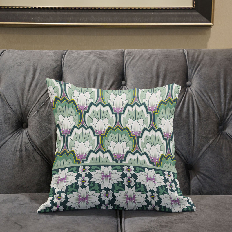 Coussin 26 x 26, Vert/rose