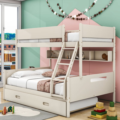 Jaisai Twin over Full Wood Bunk Bed with Shelves and Trundle -  Harriet Bee, 0FFEA9D47CEA4D0BBBFDDD9787E0CBC0