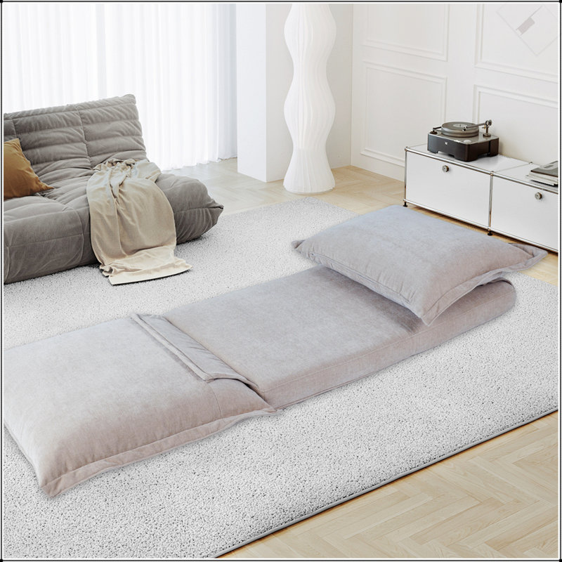 Convertible Flip Chair: Floor Sofabed With Adjustable Backrest And Pillows, Perfect For Compact Living Spaces