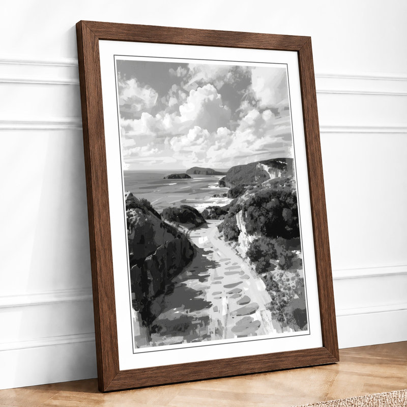 Winding River Landscape Scandinavian - Print, Walnut, A3 - 42.0 x 29.7 cm