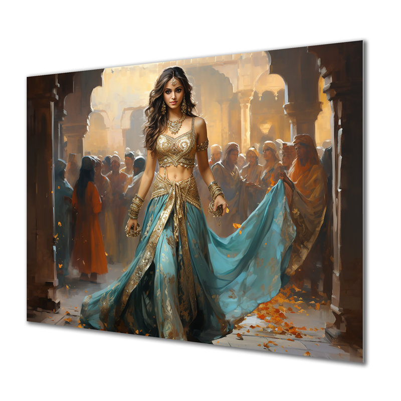 «Blue and Gold Belly Dancer» - danse, art mural en métal MT133357, H 12 po x l 20 po x P 1 po