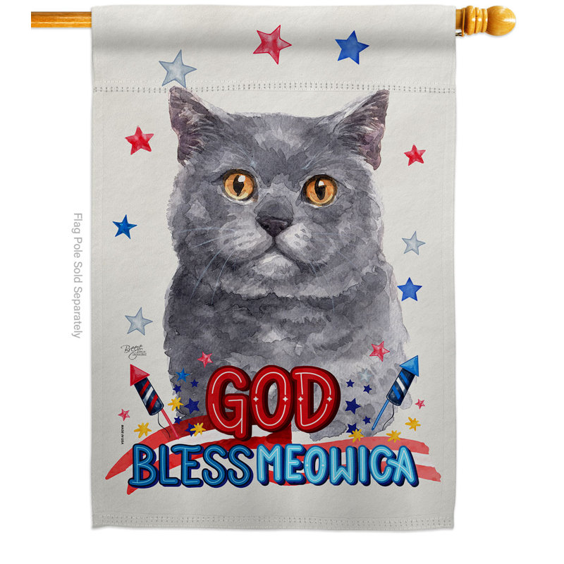 Drapeau de maison patriotique bleu à poils courts en polyester 40 x 28 pi