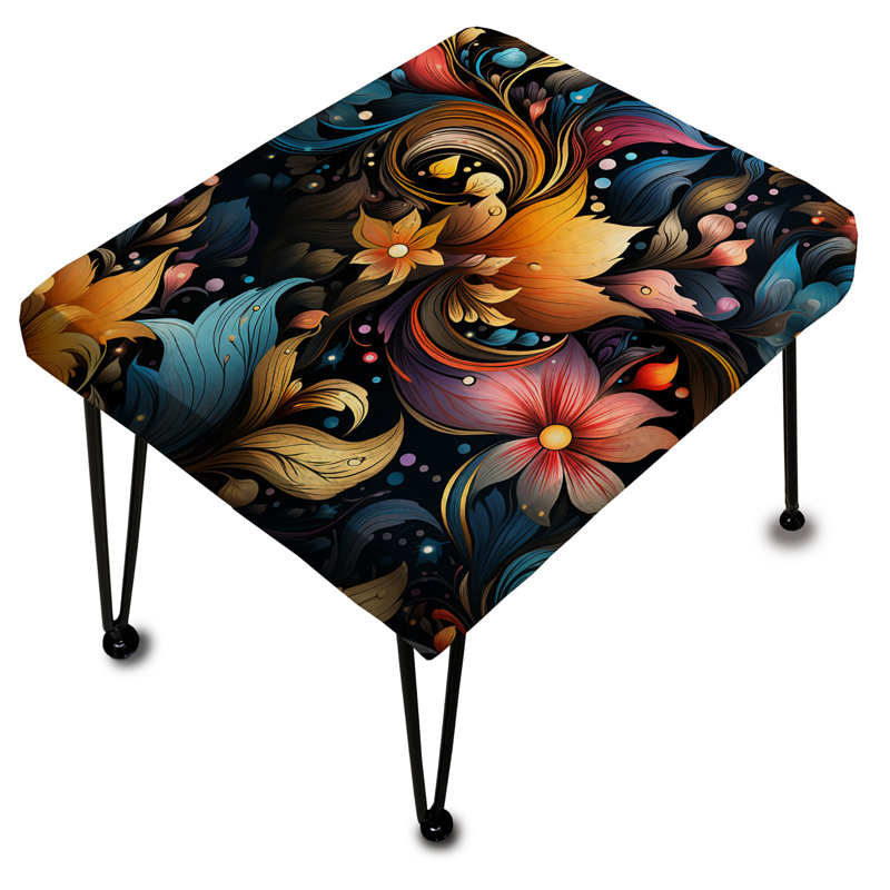 Repose-pieds rectangulaire rose et bleu à motif cachemire céleste Harmony