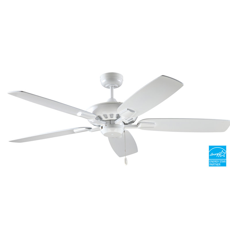 52'' Ceiling Fan, Pure White, Bleached Oak