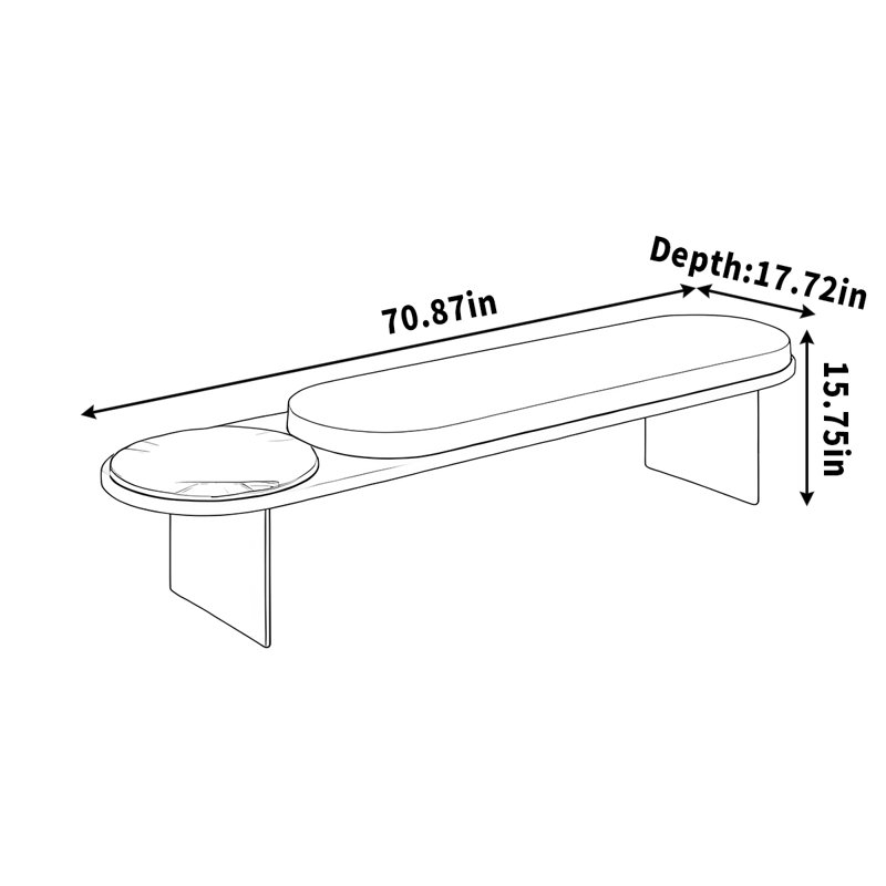 Banc de réception minimaliste, H 15,75 po x l 70,87 po x P 17,72 po