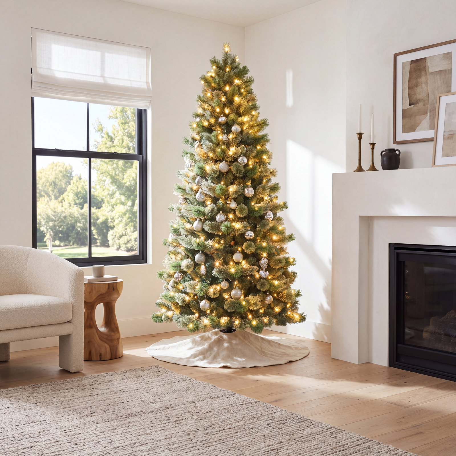 Slim 7.5' Pre-Lit Pine Slim Christmas Tree