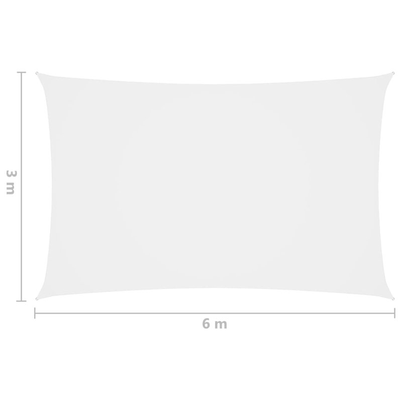 Rectangular 3 x 6m White Oxford Fabric Shade Sail, White