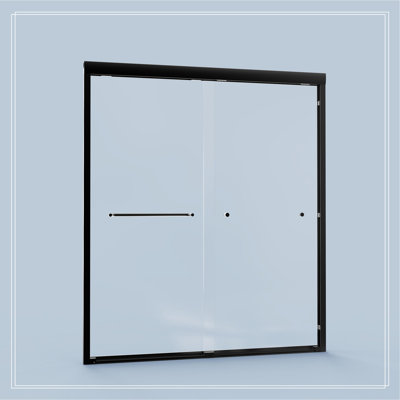 Porte de douche coulissante double semi-sans cadre H 56 po x l 72 po x H 72 po, porte de douche à dérivation, porte en verre trempé épais de 1/4 po (6 mm)