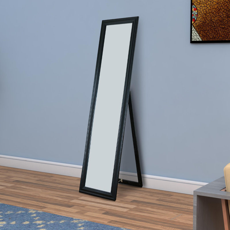 Wood Floor Mirror, Black