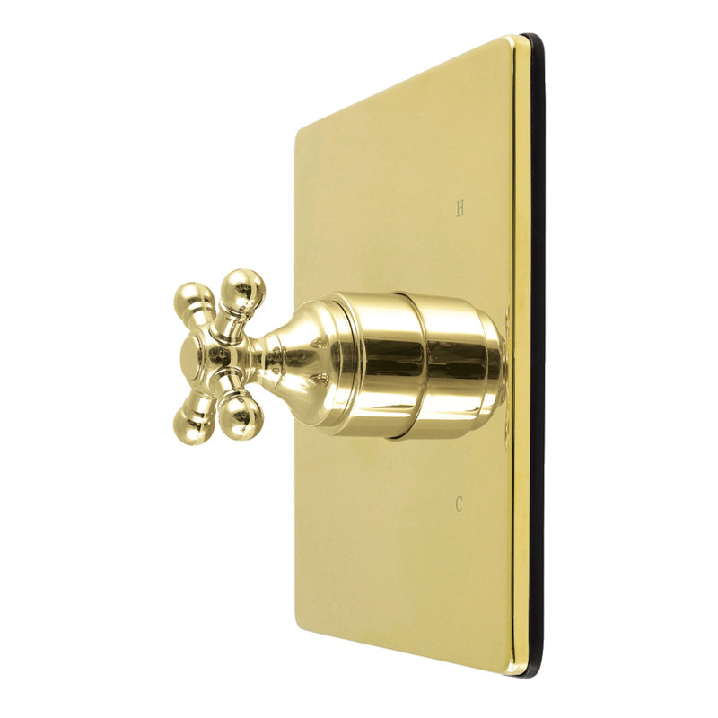 Kingston Brass Metropolitan Single-Handle Pressure Balanced Tub and Shower Faucet Valve and Trim Kit, Polished Brass