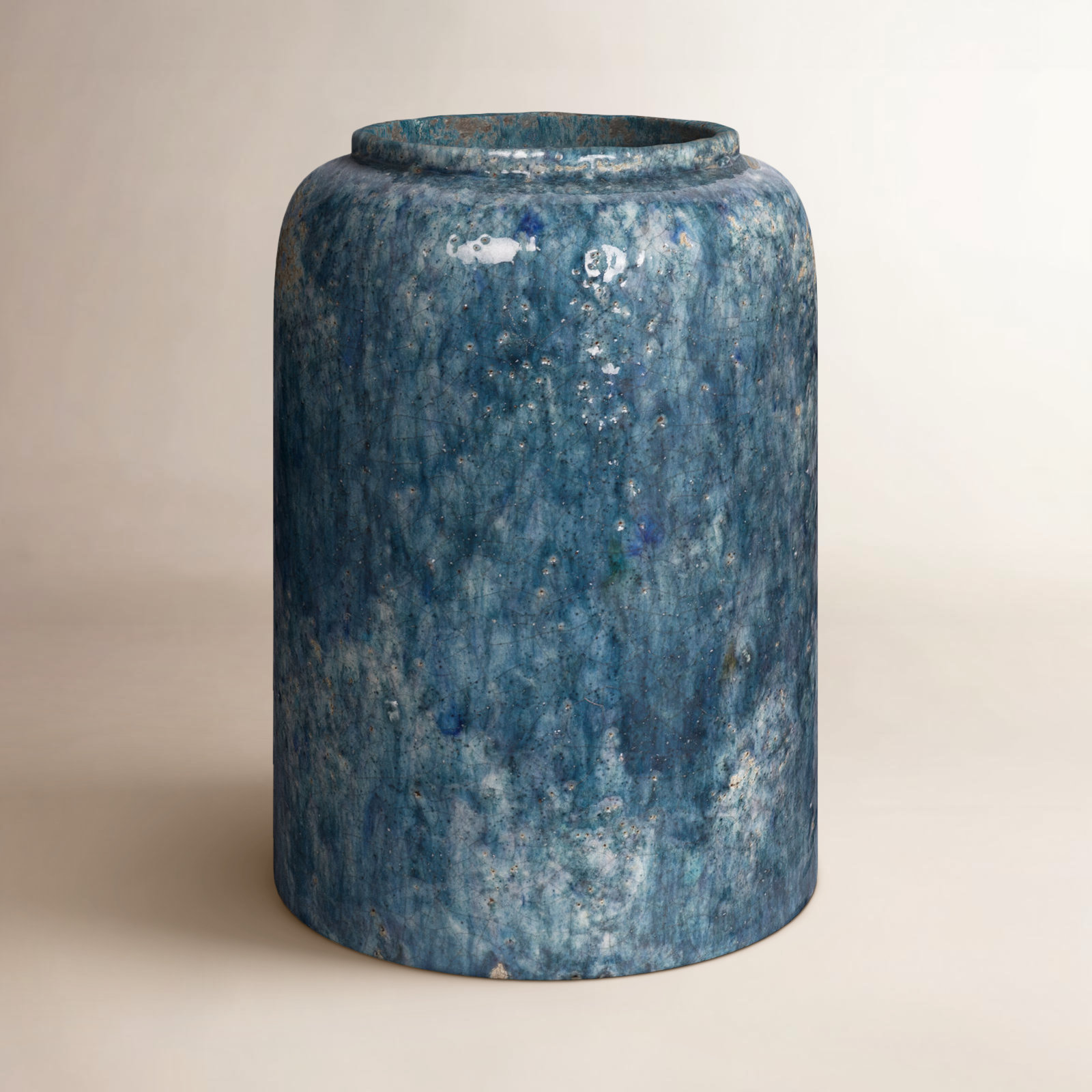 Duke Handmade Terracotta Table Vase, 9.7" H x 7.1" W x 7.1" D, Blue